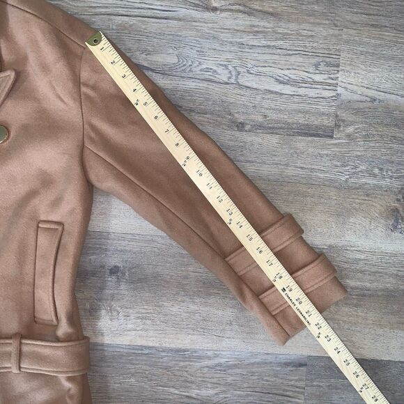 Badgley Mischa Coat Rosalie Notch Collar Camel Brown M New $268 Belted Designer - Picture 13 of 13